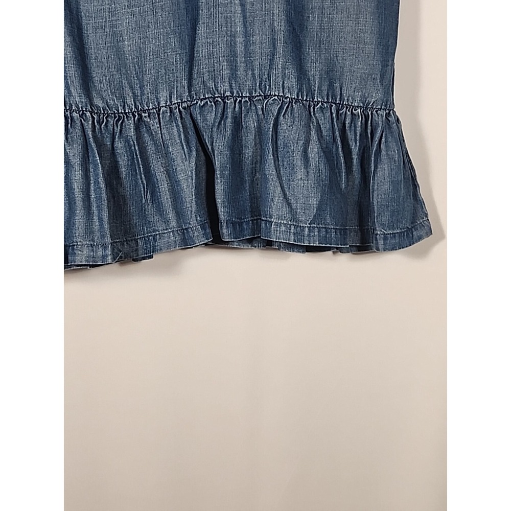 Chelsea & Theodore Peplum Embroidered Floral Top Chambray Blouse‎ Boho Womens L - Picture 5 of 13